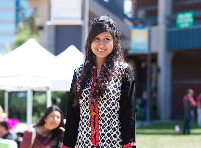 Young woman in traditional attire.