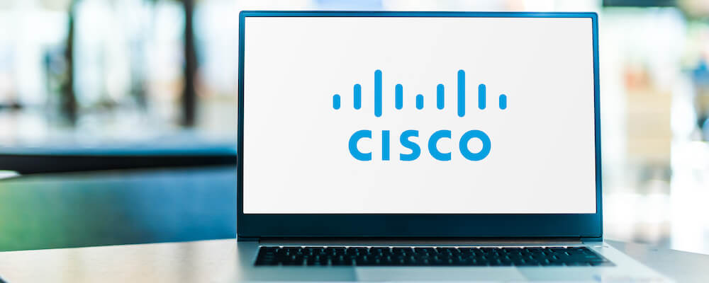 Cisco is displayed on a laptop screen.