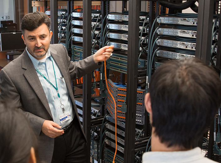 man with network cables