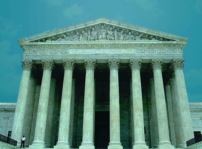 Federal court building with columns.