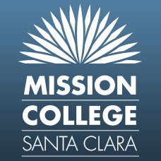 Mission College Logo on dark blue background.