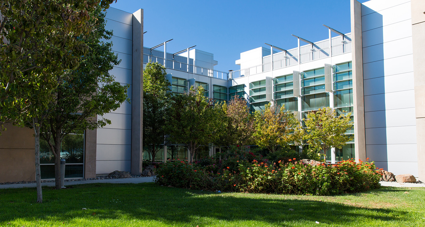 science building with trees