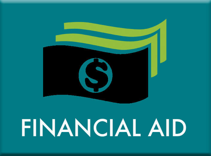 Financial Aid graphic in teal.