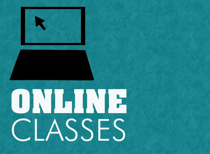 Online courses is written on a teal background.
