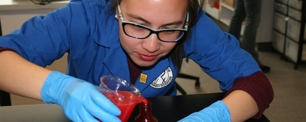 student working in lab.