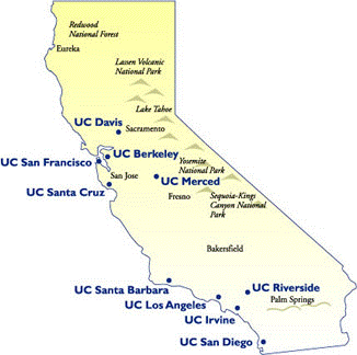 map of UC campuses